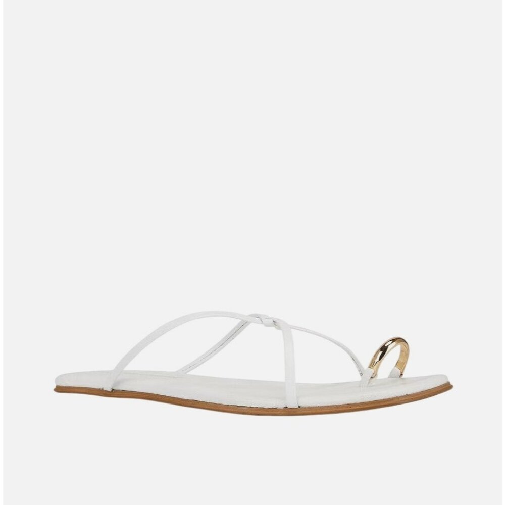 Jeffrey Campbell Tidepool Flats in White Gold 6 Womens Sandals